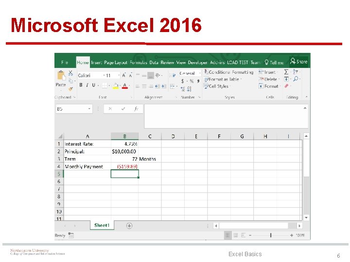 Microsoft Excel 2016 Excel Basics 6 