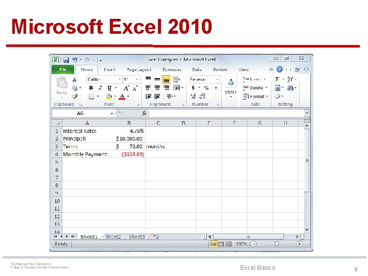 Microsoft Excel 2010 Excel Basics 8 