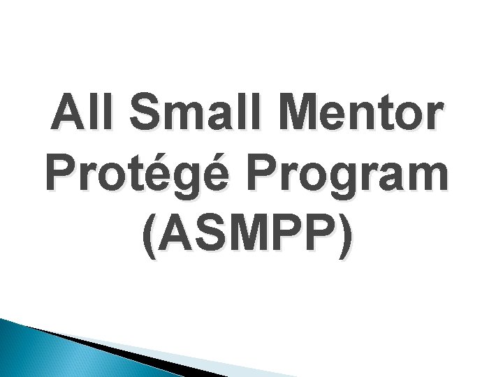 All Small Mentor Protégé Program (ASMPP) 