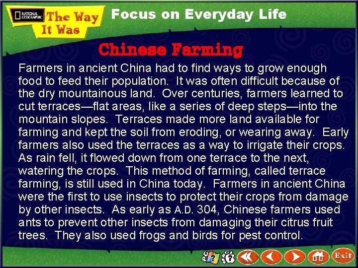 Focus on Everyday Life Chinese Farming Farmers in ancient China had to find ways