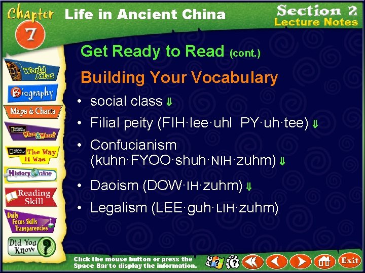 Life in Ancient China Get Ready to Read (cont. ) Building Your Vocabulary •