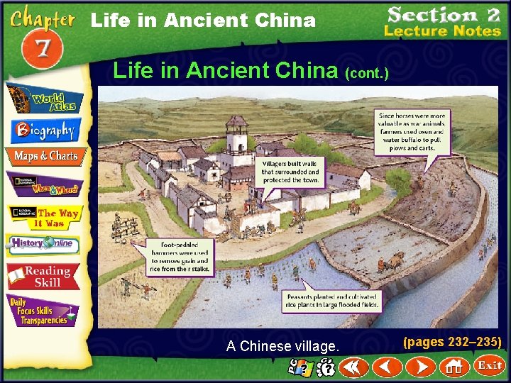 Life in Ancient China (cont. ) A Chinese village. (pages 232– 235) 