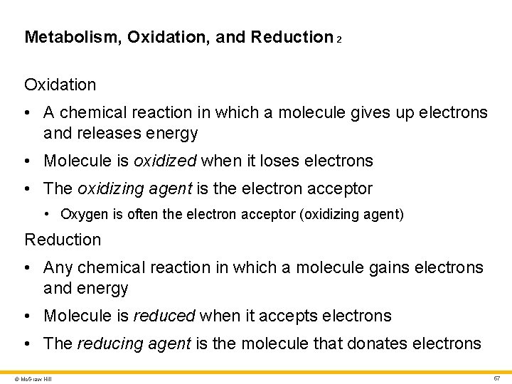 Metabolism, Oxidation, and Reduction 2 Oxidation • A chemical reaction in which a molecule Metabolism, Oxidation, and Reduction 2 Oxidation • A chemical reaction in which a molecule