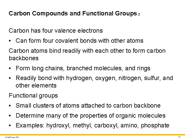 Carbon Compounds and Functional Groups 2 Carbon has four valence electrons • Can form Carbon Compounds and Functional Groups 2 Carbon has four valence electrons • Can form