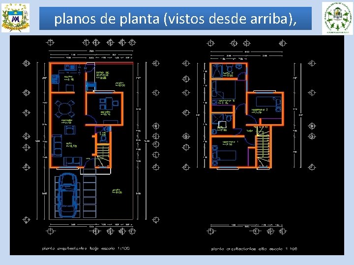 planos de planta (vistos desde arriba), 