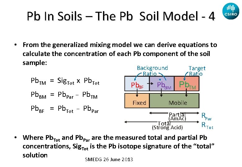 Pb In Soils – The Pb Soil Model - 4 • From the generalized