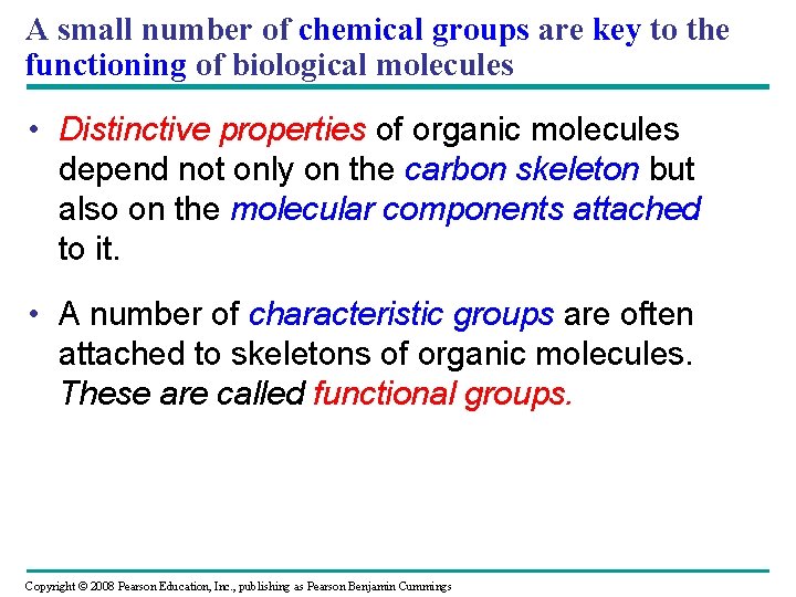 A small number of chemical groups are key to the functioning of biological molecules