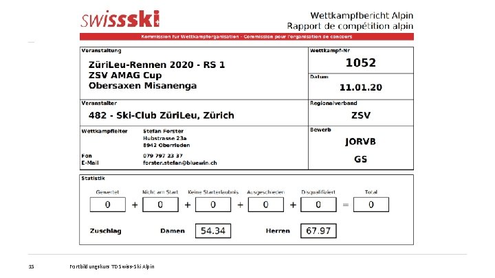 15 Fortbildungskurs TD Swiss-Ski Alpin 