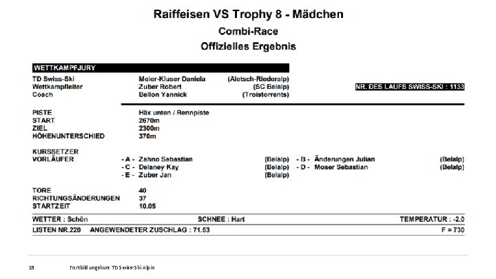 19 Fortbildungskurs TD Swiss-Ski Alpin 
