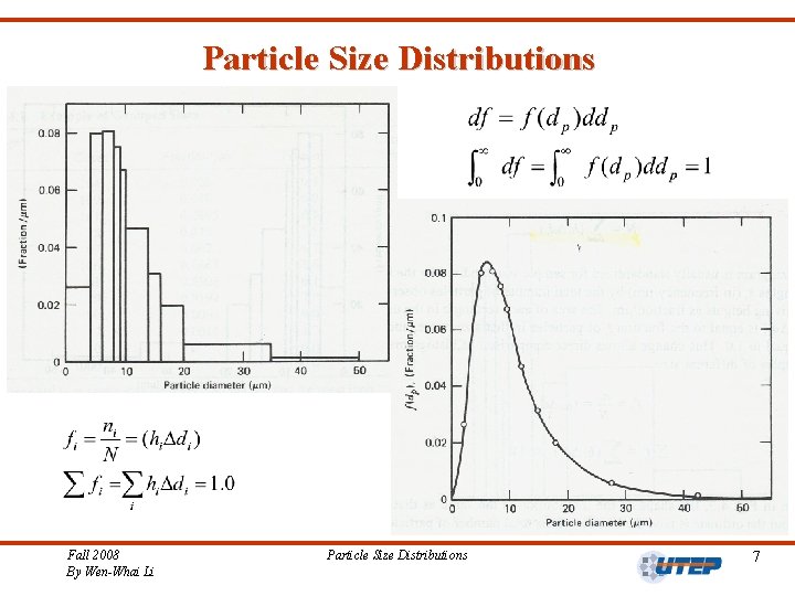 Particle Size Distributions Fall 2008 By Wen-Whai Li Particle Size Distributions 7 