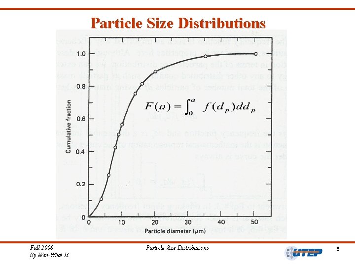 Particle Size Distributions Fall 2008 By Wen-Whai Li Particle Size Distributions 8 
