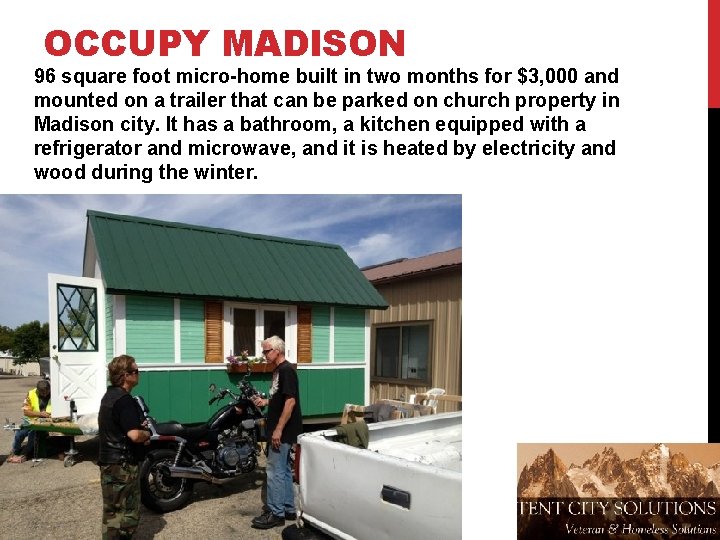 OCCUPY MADISON 96 square foot micro-home built in two months for $3, 000 and