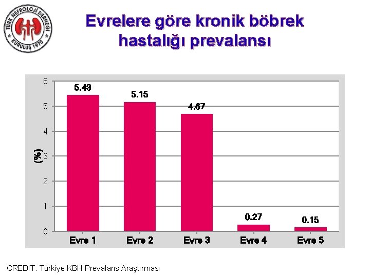 Evrelere göre kronik böbrek hastalığı prevalansı 6 5. 43 5. 15 4. 67 5