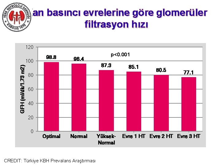 Kan basıncı evrelerine göre glomerüler filtrasyon hızı 120 GFH (ml/dk/1. 73 m 2) 100