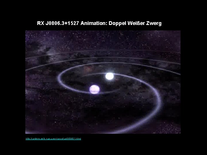 RX J 0806. 3+1527 Animation: Doppel Weißer Zwerg http: //antwrp. gsfc. nasa. gov/apod/ap 050601.