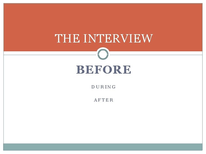 THE INTERVIEW BEFORE DURING AFTER 
