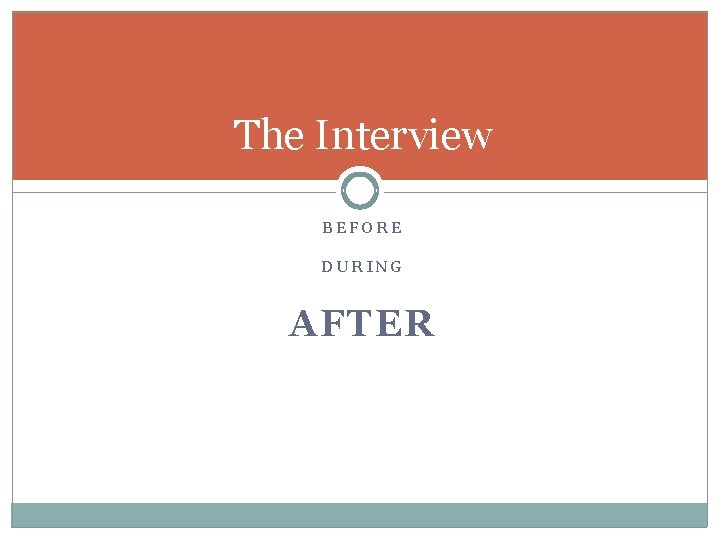 The Interview BEFORE DURING AFTER 