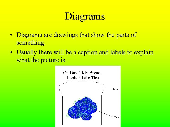Diagrams • Diagrams are drawings that show the parts of something. • Usually there Diagrams • Diagrams are drawings that show the parts of something. • Usually there