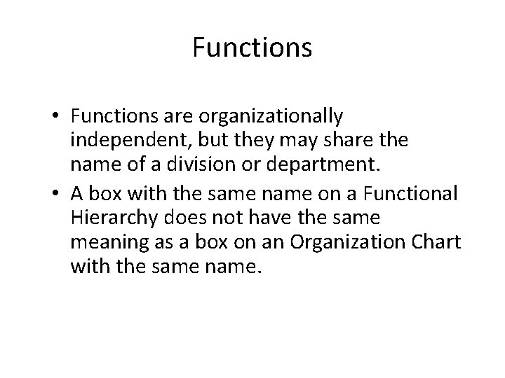 Functions • Functions are organizationally independent, but they may share the name of a