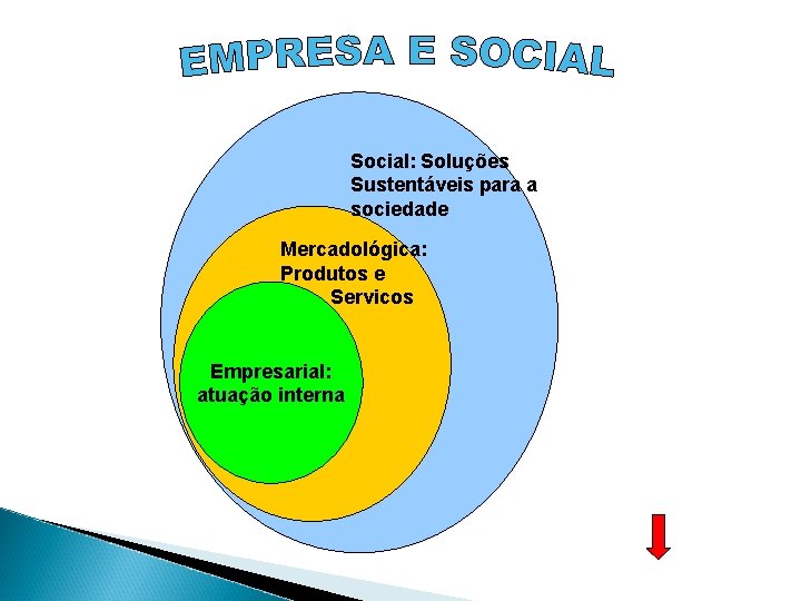 Social: Soluções Sustentáveis para a sociedade Mercadológica: Produtos e Servicos ESPIRITUAL Empresarial: atuação interna