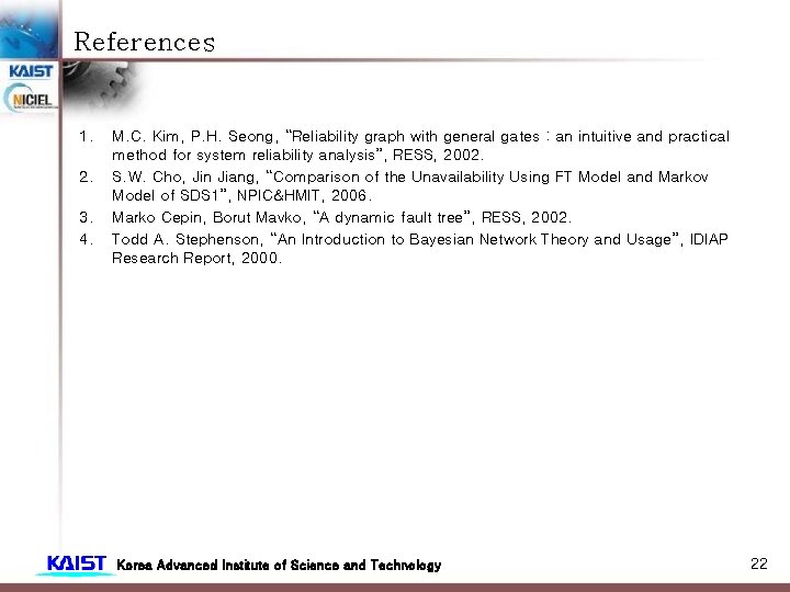 References 1. 2. 3. 4. M. C. Kim, P. H. Seong, “Reliability graph with References 1. 2. 3. 4. M. C. Kim, P. H. Seong, “Reliability graph with
