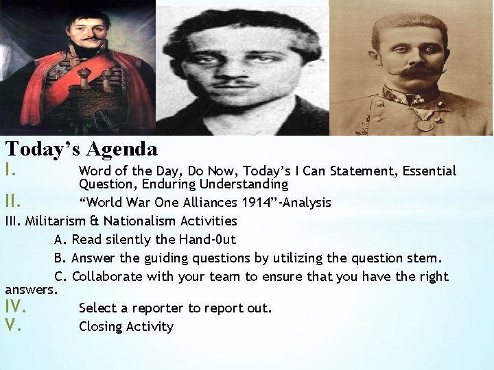 * Today’s Agenda I. Word of the Day, Do Now, Today’s I Can Statement,