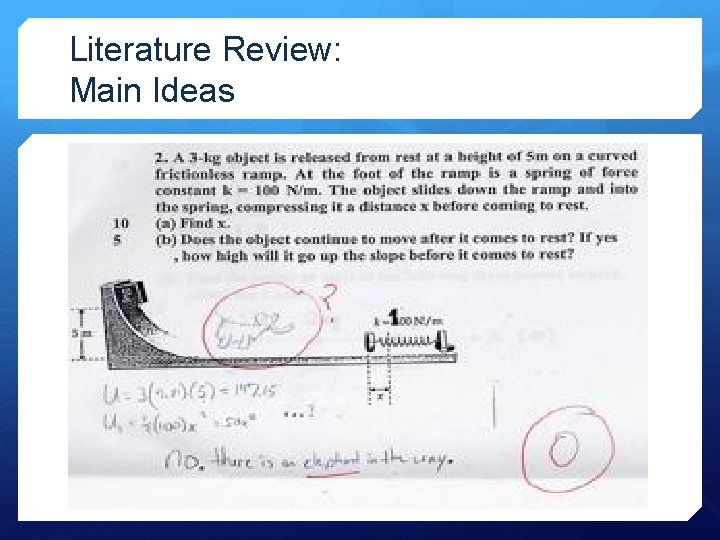 Literature Review: Main Ideas Word problems with graphs or illustrations Better understood by ELLs