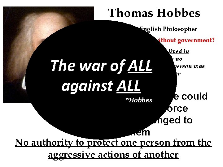 Thomas Hobbes – 16 th Century English Philosopher -What was life like without government?