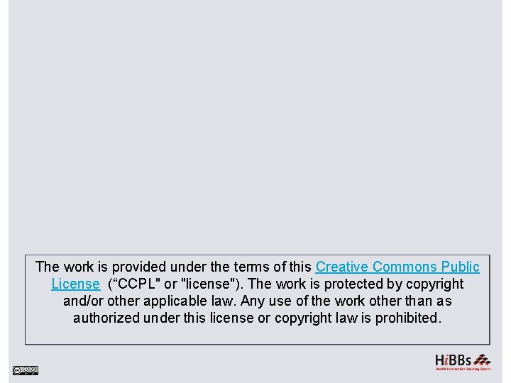 The work is provided under the terms of this Creative Commons Public License (“CCPL"