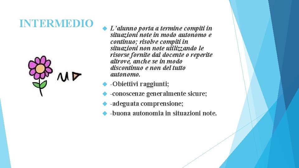 INTERMEDIO L’alunno porta a termine compiti in situazioni note in modo autonomo e continuo;