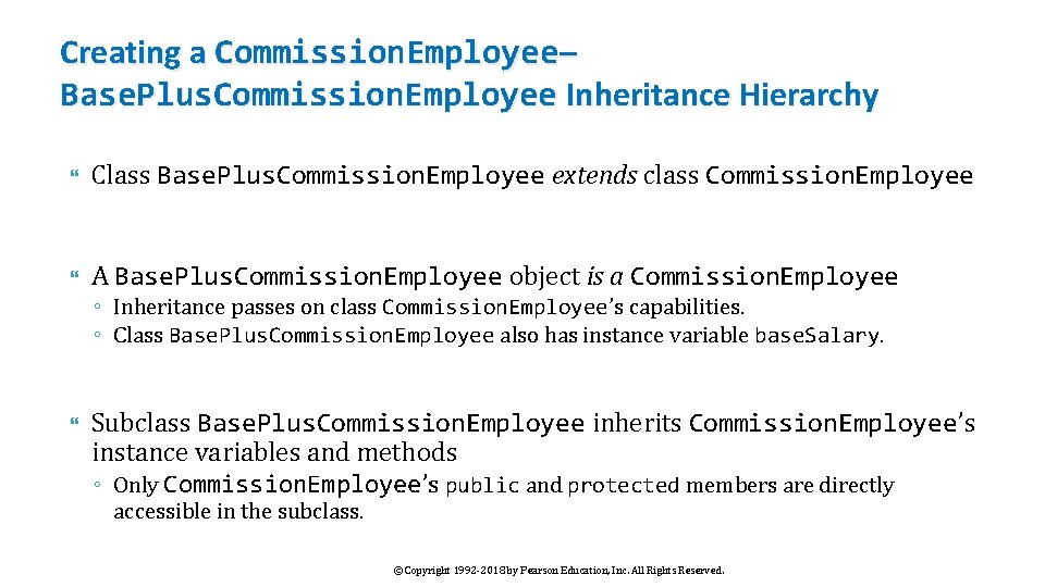 Creating a Commission. Employee– Base. Plus. Commission. Employee Inheritance Hierarchy Class Base. Plus. Commission.