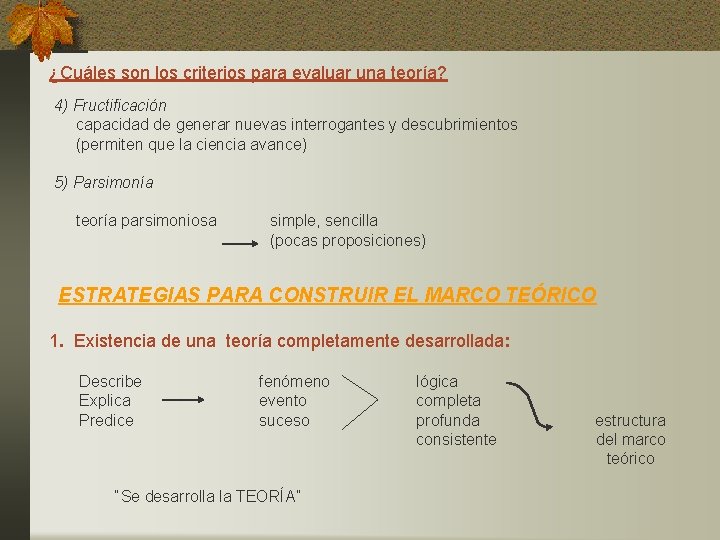 ¿Cuáles son los criterios para evaluar una teoría? 4) Fructificación capacidad de generar nuevas