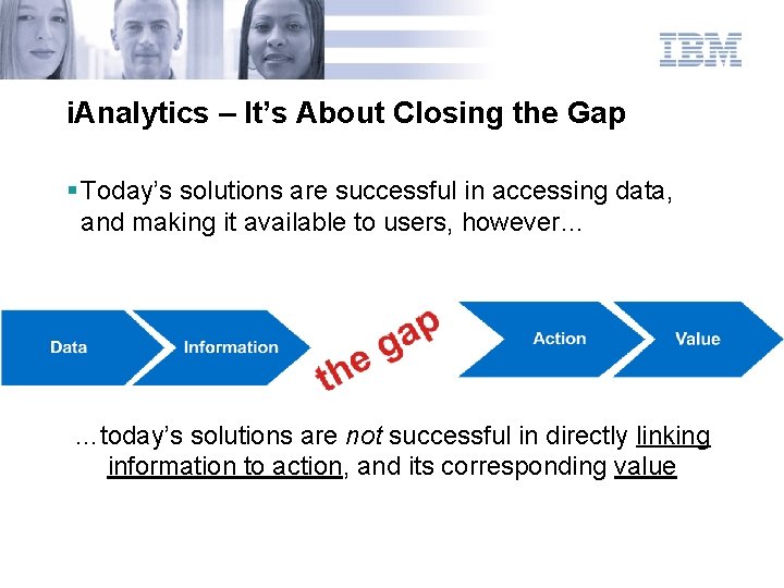 i. Analytics – It’s About Closing the Gap § Today’s solutions are successful in