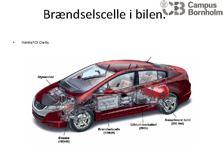 Brændselscelle i bilen. • Honda FCX Clarity. 