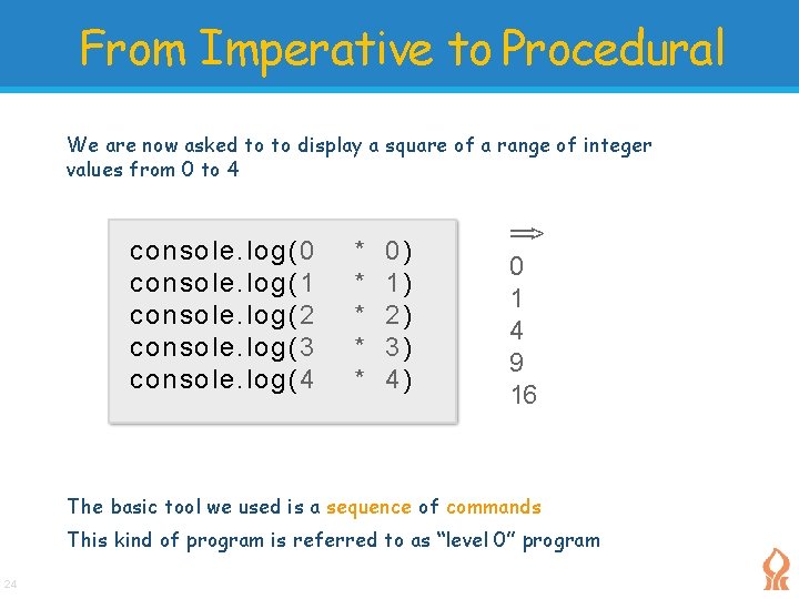 From Imperative to Procedural We are now asked to to display a square of From Imperative to Procedural We are now asked to to display a square of