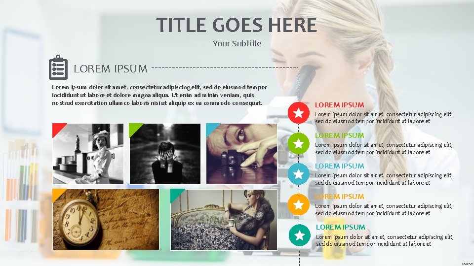 TITLE GOES HERE Your Subtitle LOREM IPSUM Lorem ipsum dolor sit amet, consectetur adipiscing