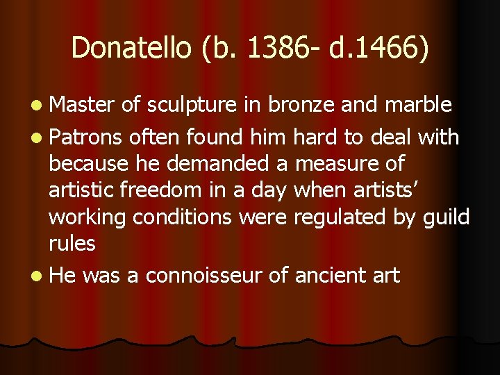 Donatello (b. 1386 - d. 1466) l Master of sculpture in bronze and marble