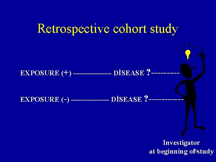 Retrospective cohort study EXPOSURE (+) -------- DİSEASE ? ----EXPOSURE (-) -------- DİSEASE ? ------