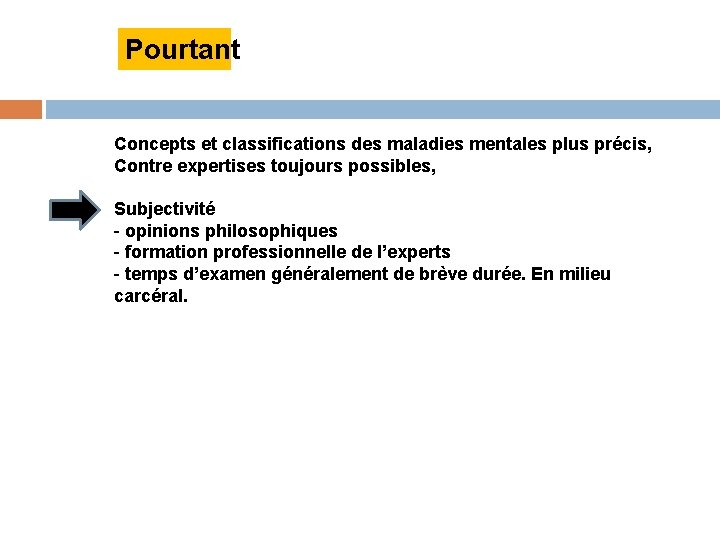 Pourtant Concepts et classifications des maladies mentales plus précis, Contre expertises toujours possibles, Subjectivité