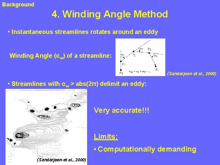 Background 4. Winding Angle Method • Instantaneous streamlines rotates around an eddy Winding Angle