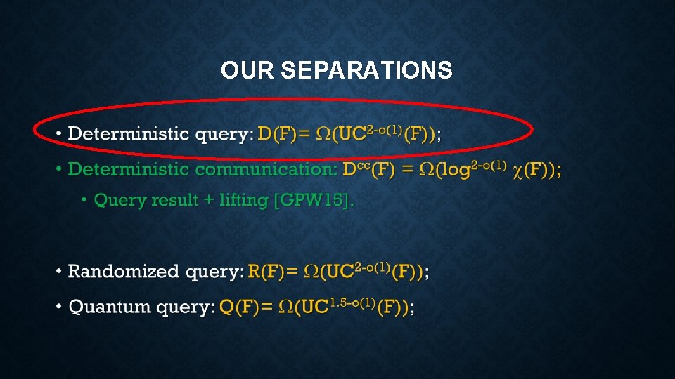 OUR SEPARATIONS • OUR SEPARATIONS •