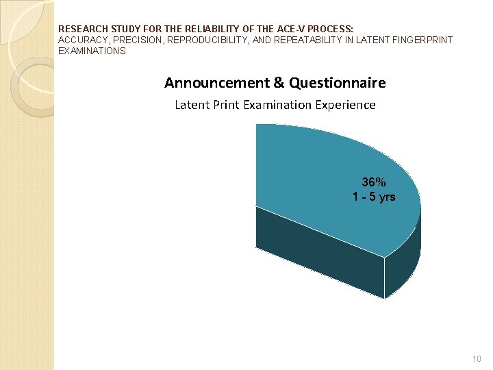 RESEARCH STUDY FOR THE RELIABILITY OF THE ACE-V PROCESS: ACCURACY, PRECISION, REPRODUCIBILITY, AND REPEATABILITY