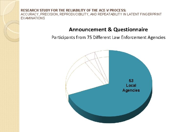 RESEARCH STUDY FOR THE RELIABILITY OF THE ACE-V PROCESS: ACCURACY, PRECISION, REPRODUCIBILITY, AND REPEATABILITY