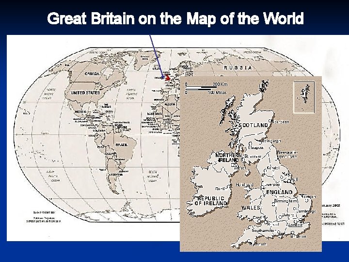 Great Britain on the Map of the World 