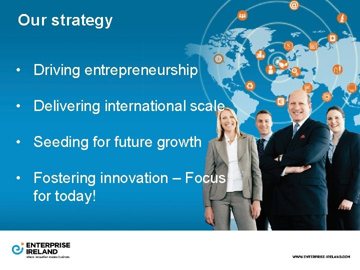 Our strategy • Driving entrepreneurship • Delivering international scale • Seeding for future growth