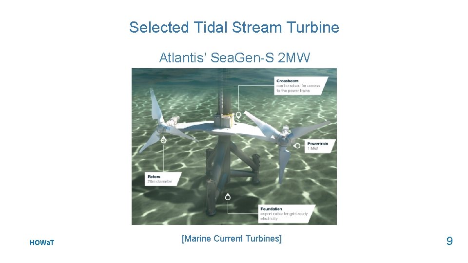 Selected Tidal Stream Turbine Atlantis’ Sea. Gen-S 2 MW HOWa. T [Marine Current Turbines]