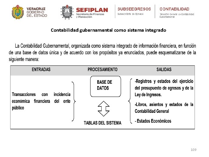 Contabilidad gubernamental como sistema integrado 109 