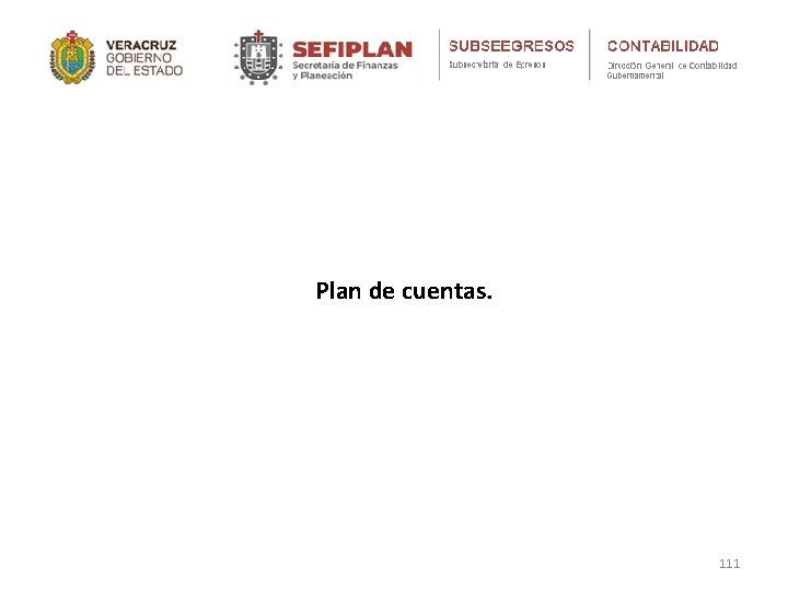 Plan de cuentas. 111 