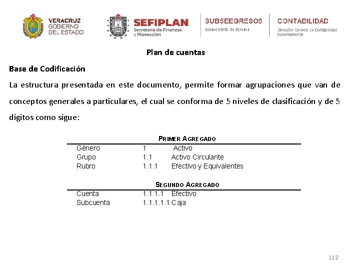 Plan de cuentas Base de Codificación La estructura presentada en este documento, permite formar