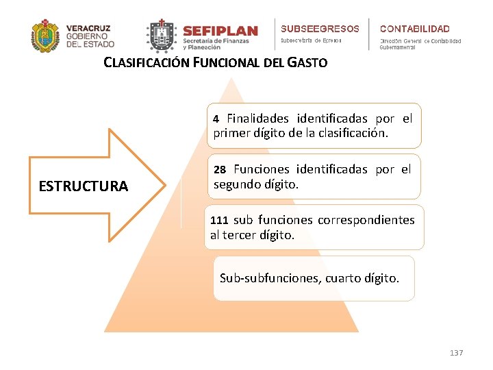 CLASIFICACIÓN FUNCIONAL DEL GASTO 4 Finalidades identificadas por el primer dígito de la clasificación.